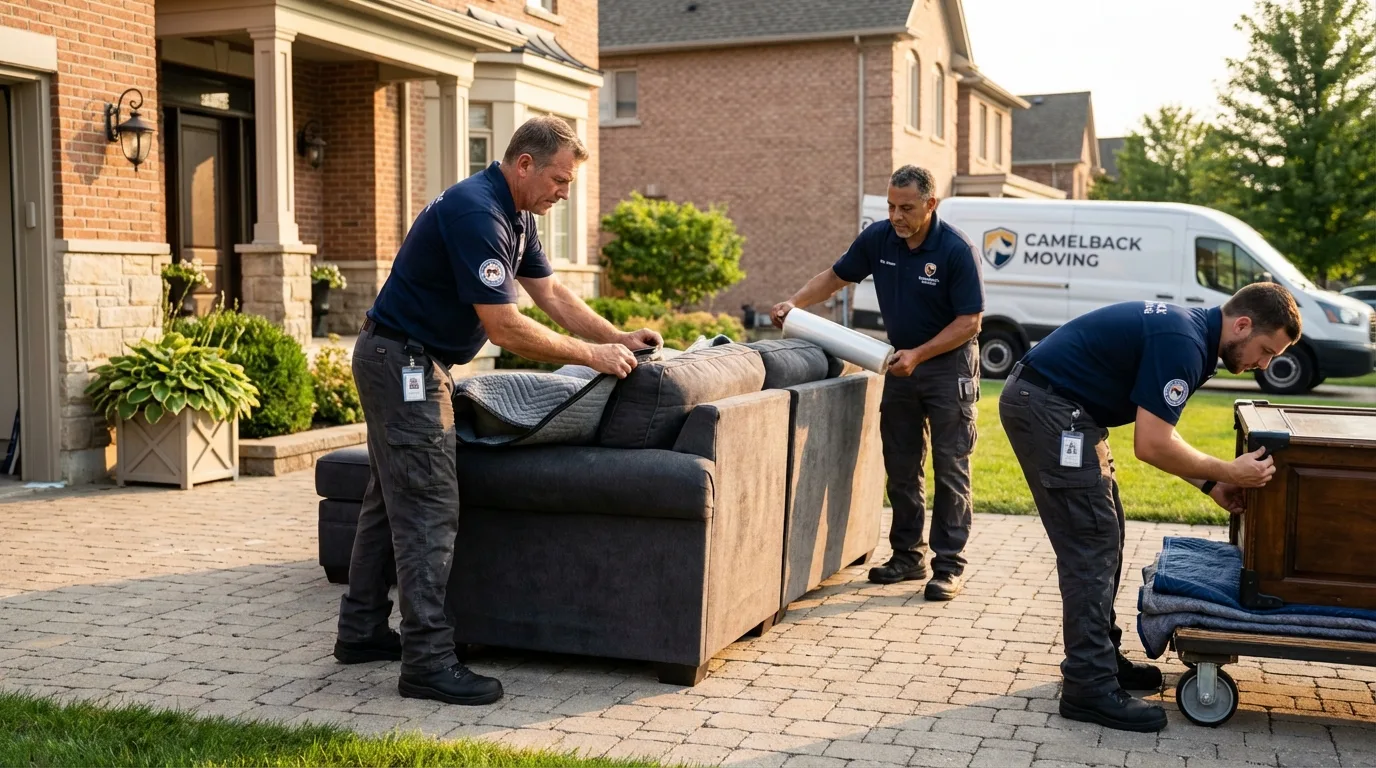 Large estate moving crew wrapping furniture in Lacey, WA